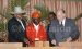 President Yoweri Museveni (left) and His Highness the Aga Khan laying the foundation stone for Bujagali Hydro Power Project, Jin